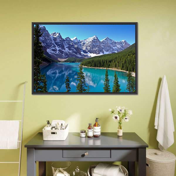 Morraine Lake In Canada Canvas Wall Art-5 Horizontal-Gallery Wrap-22" x 12"-Tiaracle