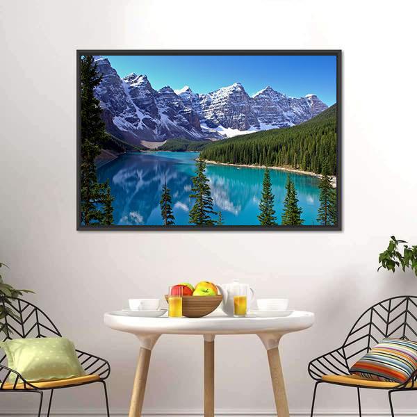 Morraine Lake In Canada Canvas Wall Art-5 Horizontal-Gallery Wrap-22" x 12"-Tiaracle
