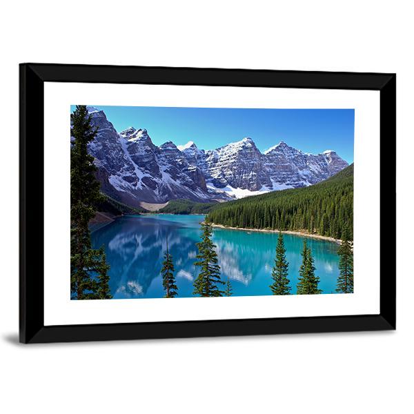 Morraine Lake In Canada Canvas Wall Art-5 Horizontal-Gallery Wrap-22" x 12"-Tiaracle