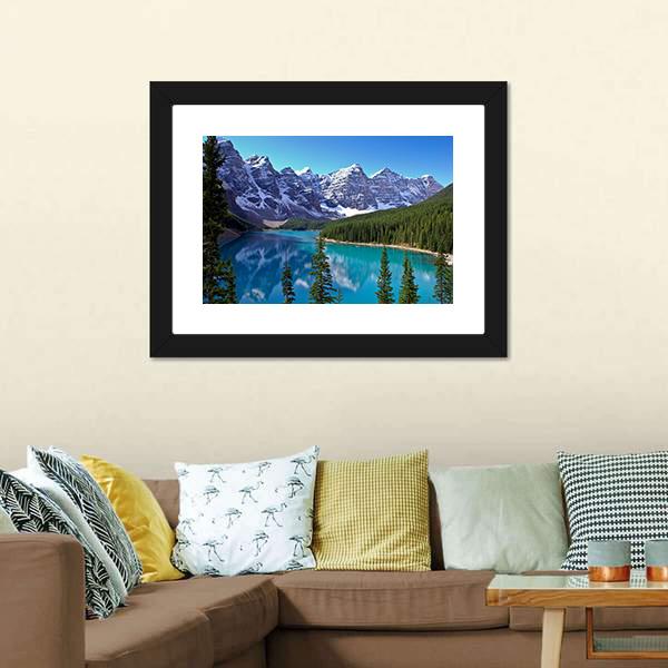Morraine Lake In Canada Canvas Wall Art-5 Horizontal-Gallery Wrap-22" x 12"-Tiaracle