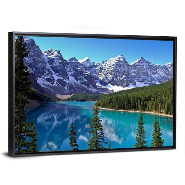 Morraine Lake In Canada Canvas Wall Art-5 Horizontal-Gallery Wrap-22" x 12"-Tiaracle