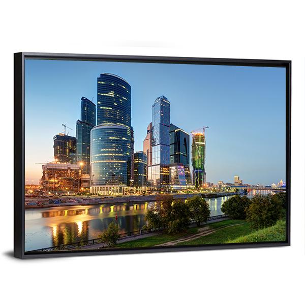 Moscow Business Center Canvas Wall Art-3 Horizontal-Gallery Wrap-25" x 16"-Tiaracle