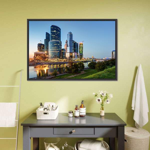 Moscow Business Center Canvas Wall Art-3 Horizontal-Gallery Wrap-25" x 16"-Tiaracle
