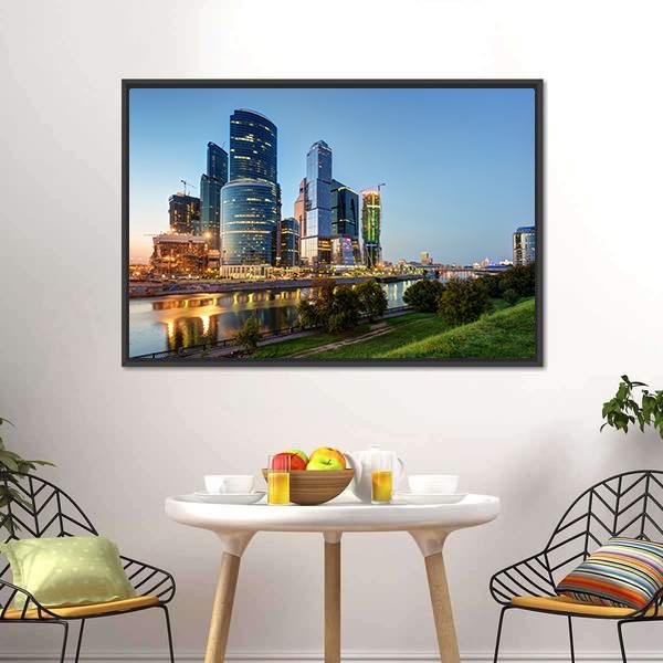 Moscow Business Center Canvas Wall Art-3 Horizontal-Gallery Wrap-25" x 16"-Tiaracle