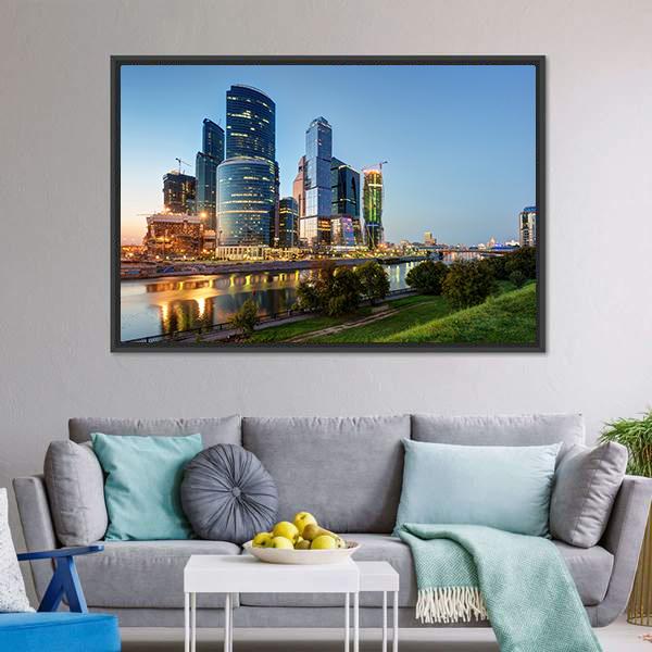 Moscow Business Center Canvas Wall Art-3 Horizontal-Gallery Wrap-25" x 16"-Tiaracle
