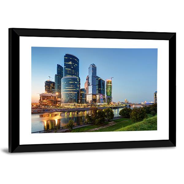 Moscow Business Center Canvas Wall Art-3 Horizontal-Gallery Wrap-25" x 16"-Tiaracle