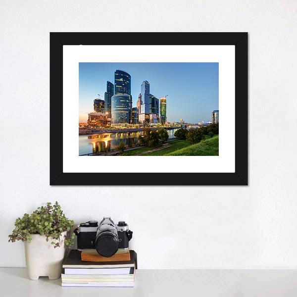 Moscow Business Center Canvas Wall Art-3 Horizontal-Gallery Wrap-25" x 16"-Tiaracle