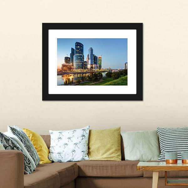 Moscow Business Center Canvas Wall Art-3 Horizontal-Gallery Wrap-25" x 16"-Tiaracle