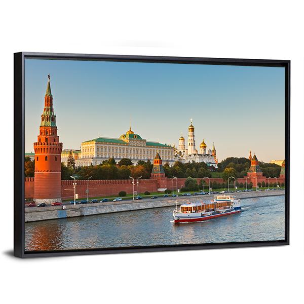 Moscow Kremlin At Sunset Canvas Wall Art-3 Horizontal-Gallery Wrap-25" x 16"-Tiaracle