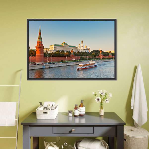 Moscow Kremlin At Sunset Canvas Wall Art-3 Horizontal-Gallery Wrap-25" x 16"-Tiaracle
