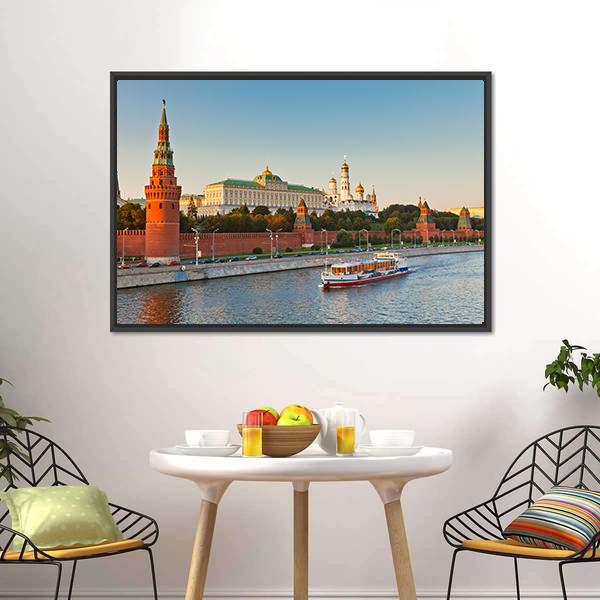 Moscow Kremlin At Sunset Canvas Wall Art-3 Horizontal-Gallery Wrap-25" x 16"-Tiaracle