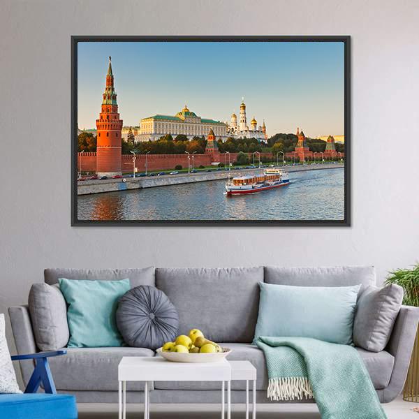 Moscow Kremlin At Sunset Canvas Wall Art-3 Horizontal-Gallery Wrap-25" x 16"-Tiaracle
