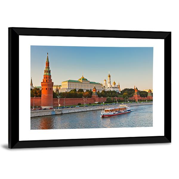 Moscow Kremlin At Sunset Canvas Wall Art-3 Horizontal-Gallery Wrap-25" x 16"-Tiaracle