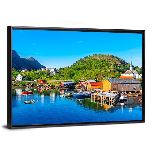 Moskenes Fishing Village Canvas Wall Art-3 Horizontal-Gallery Wrap-25" x 16"-Tiaracle