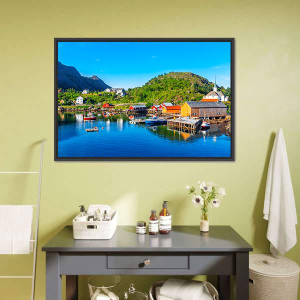 Moskenes Fishing Village Canvas Wall Art-3 Horizontal-Gallery Wrap-25" x 16"-Tiaracle
