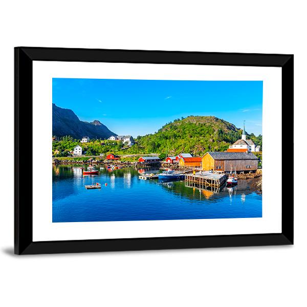 Moskenes Fishing Village Canvas Wall Art-3 Horizontal-Gallery Wrap-25" x 16"-Tiaracle