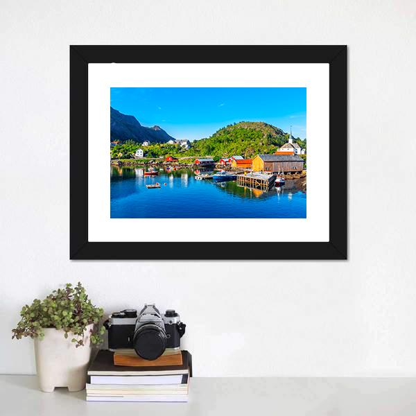 Moskenes Fishing Village Canvas Wall Art-3 Horizontal-Gallery Wrap-25" x 16"-Tiaracle