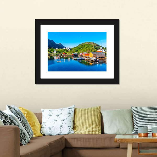 Moskenes Fishing Village Canvas Wall Art-3 Horizontal-Gallery Wrap-25" x 16"-Tiaracle