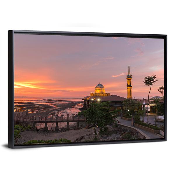 Mosque Al-Hussain Canvas Wall Art-3 Horizontal-Gallery Wrap-25" x 16"-Tiaracle