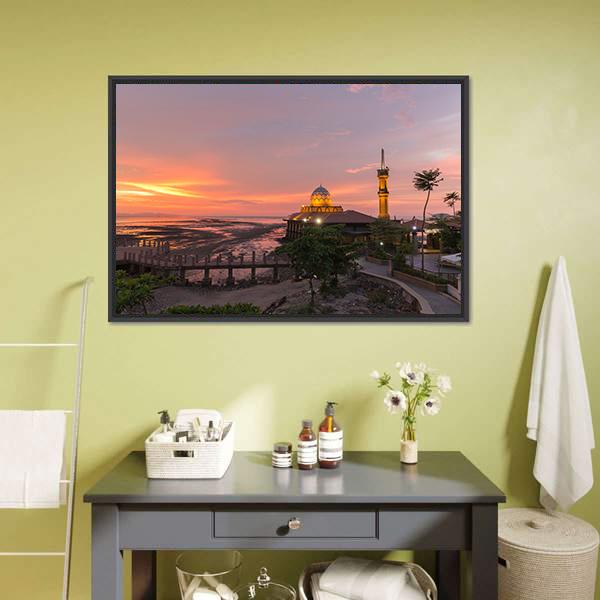 Mosque Al-Hussain Canvas Wall Art-3 Horizontal-Gallery Wrap-25" x 16"-Tiaracle