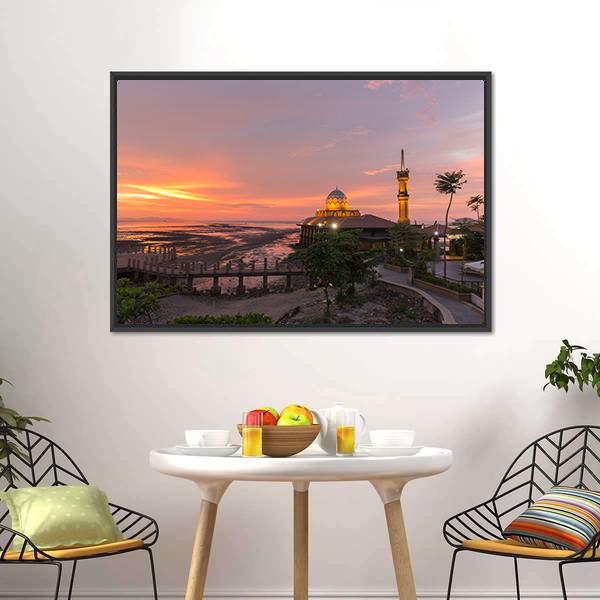 Mosque Al-Hussain Canvas Wall Art-3 Horizontal-Gallery Wrap-25" x 16"-Tiaracle