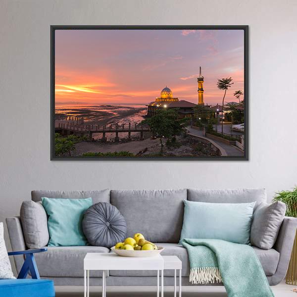 Mosque Al-Hussain Canvas Wall Art-3 Horizontal-Gallery Wrap-25" x 16"-Tiaracle