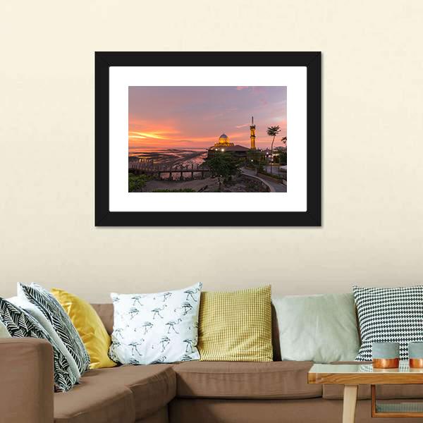 Mosque Al-Hussain Canvas Wall Art-3 Horizontal-Gallery Wrap-25" x 16"-Tiaracle