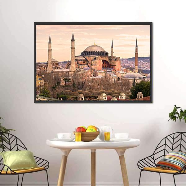 Mosque Hagia Sophia Canvas Wall Art-3 Horizontal-Gallery Wrap-25" x 16"-Tiaracle