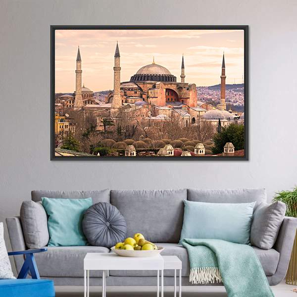 Mosque Hagia Sophia Canvas Wall Art-3 Horizontal-Gallery Wrap-25" x 16"-Tiaracle
