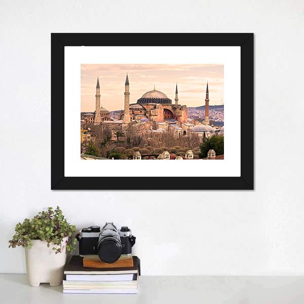 Mosque Hagia Sophia Canvas Wall Art-3 Horizontal-Gallery Wrap-25" x 16"-Tiaracle