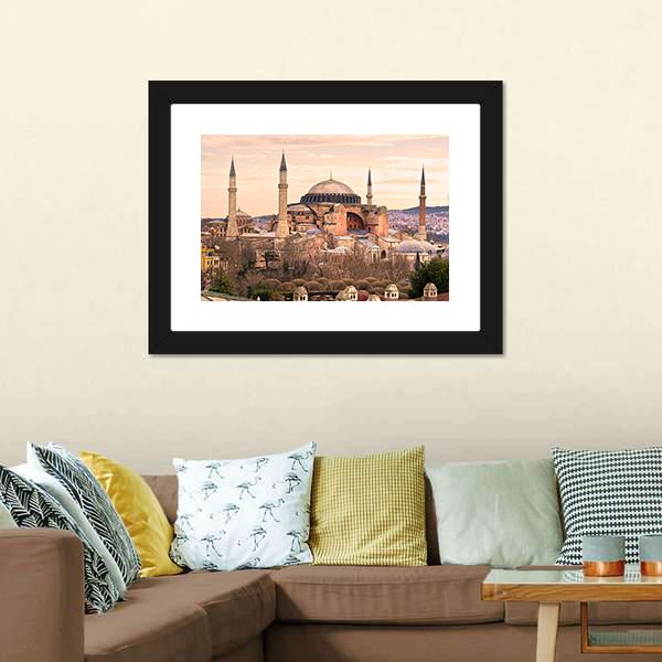 Mosque Hagia Sophia Canvas Wall Art-3 Horizontal-Gallery Wrap-25" x 16"-Tiaracle