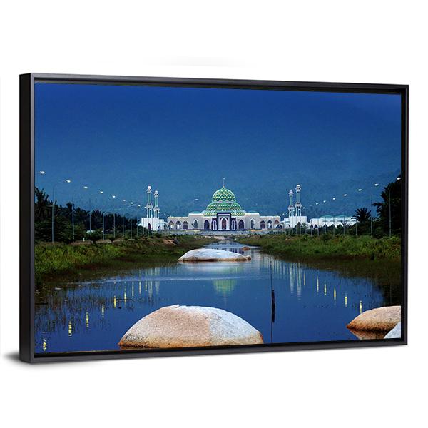 Mosque In Natuna Canvas Wall Art-3 Horizontal-Gallery Wrap-25" x 16"-Tiaracle
