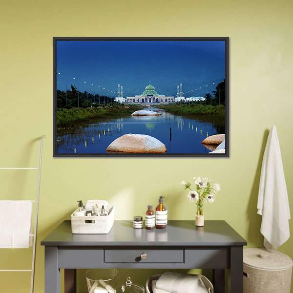 Mosque In Natuna Canvas Wall Art-3 Horizontal-Gallery Wrap-25" x 16"-Tiaracle