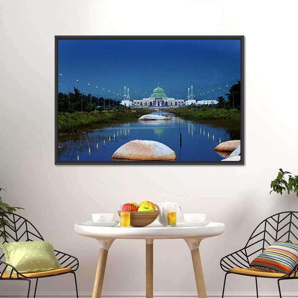 Mosque In Natuna Canvas Wall Art-3 Horizontal-Gallery Wrap-25" x 16"-Tiaracle