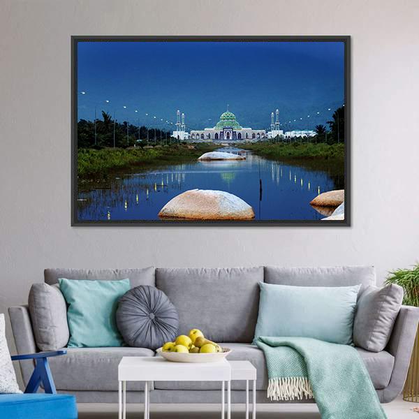 Mosque In Natuna Canvas Wall Art-3 Horizontal-Gallery Wrap-25" x 16"-Tiaracle