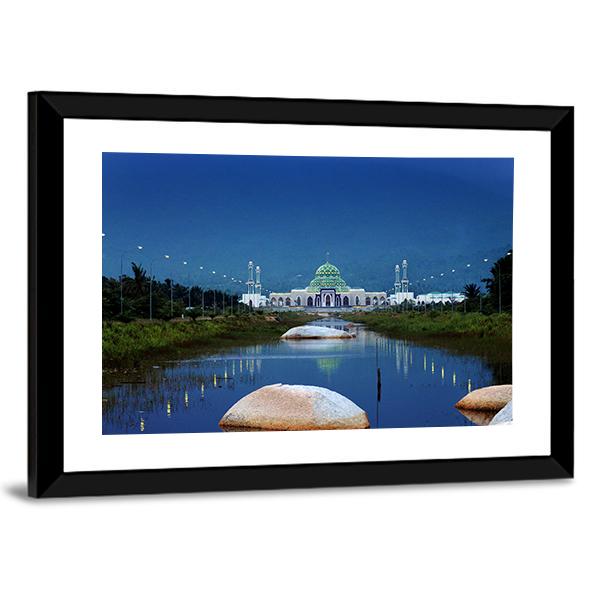 Mosque In Natuna Canvas Wall Art-3 Horizontal-Gallery Wrap-25" x 16"-Tiaracle