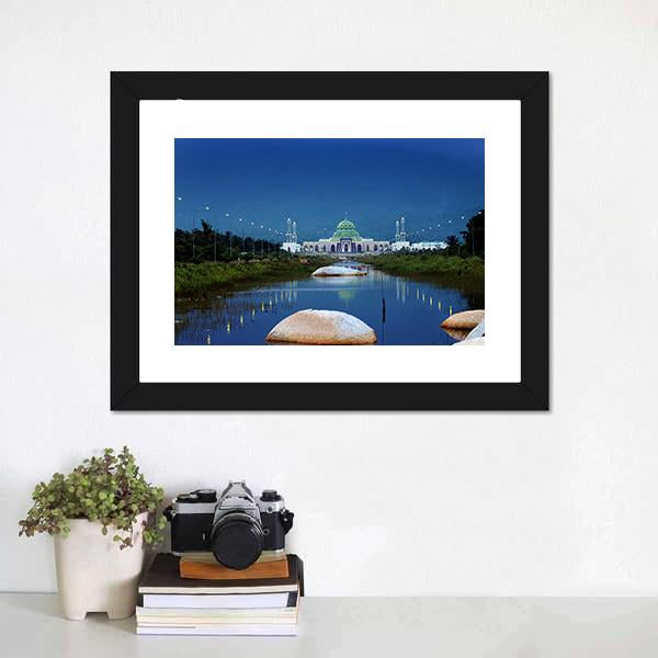 Mosque In Natuna Canvas Wall Art-3 Horizontal-Gallery Wrap-25" x 16"-Tiaracle