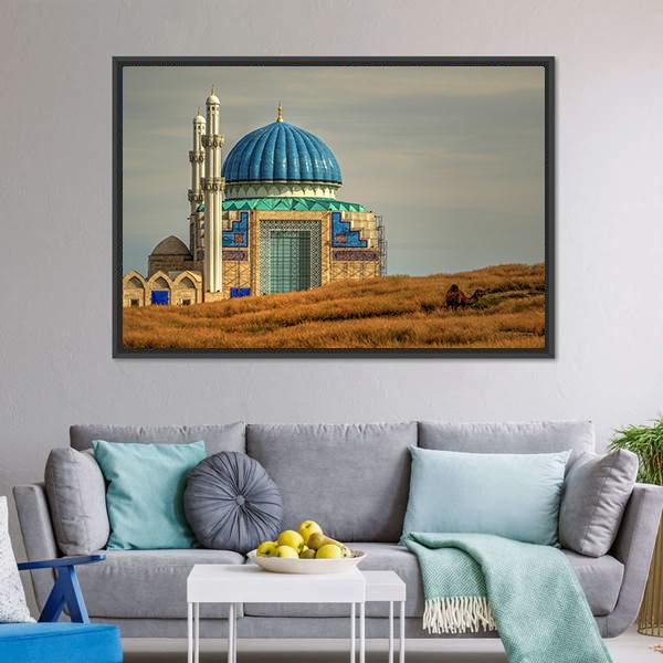 Mosque In Turkistan Canvas Wall Art-3 Horizontal-Gallery Wrap-25" x 16"-Tiaracle