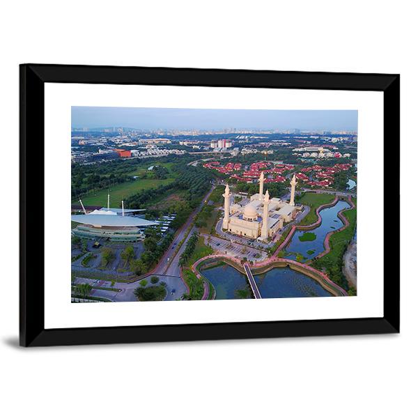 Mosque Shah Alam Canvas Wall Art-1 Piece-Framed Print-42" x 14"-Tiaracle