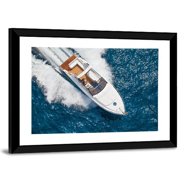 Motor Yacht Aerial View Canvas Wall Art-3 Horizontal-Gallery Wrap-25" x 16"-Tiaracle