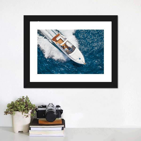 Motor Yacht Aerial View Canvas Wall Art-3 Horizontal-Gallery Wrap-25" x 16"-Tiaracle