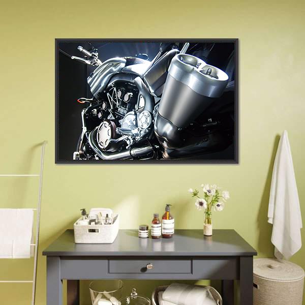 Motorbike Big Exhaust Pipe Canvas Wall Art-3 Horizontal-Gallery Wrap-25" x 16"-Tiaracle