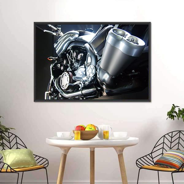 Motorbike Big Exhaust Pipe Canvas Wall Art-3 Horizontal-Gallery Wrap-25" x 16"-Tiaracle