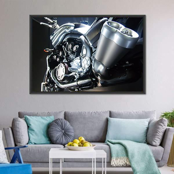 Motorbike Big Exhaust Pipe Canvas Wall Art-3 Horizontal-Gallery Wrap-25" x 16"-Tiaracle