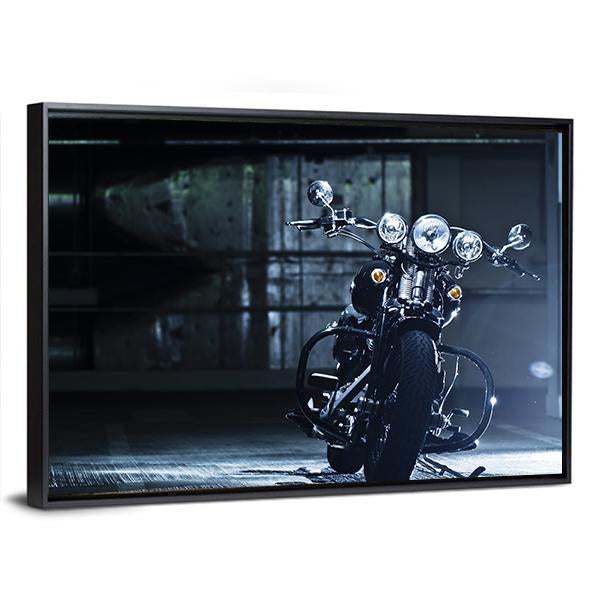 Motorbike In Garage Canvas Wall Art-3 Horizontal-Gallery Wrap-25" x 16"-Tiaracle