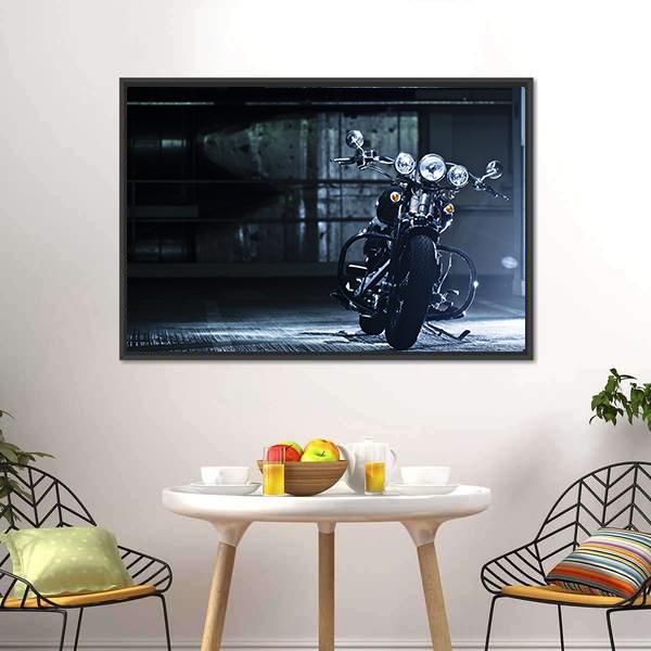 Motorbike In Garage Canvas Wall Art-3 Horizontal-Gallery Wrap-25" x 16"-Tiaracle