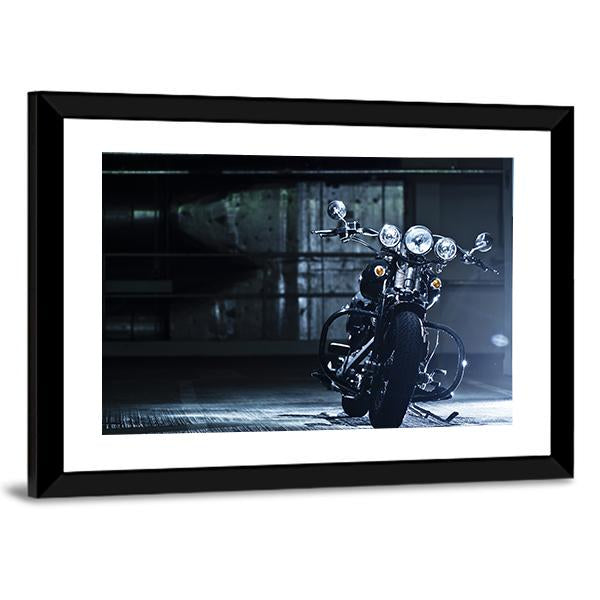 Motorbike In Garage Canvas Wall Art-3 Horizontal-Gallery Wrap-25" x 16"-Tiaracle