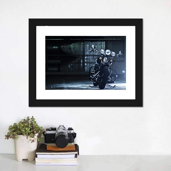 Motorbike In Garage Canvas Wall Art-3 Horizontal-Gallery Wrap-25" x 16"-Tiaracle