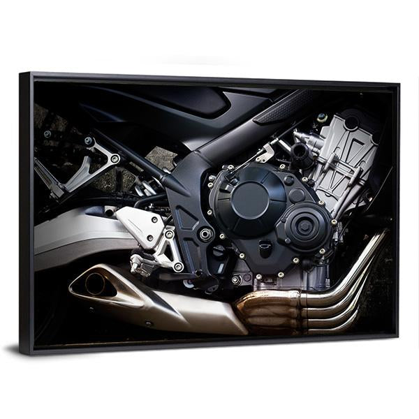 Motorcycle Engine Close Up Canvas Wall Art-3 Horizontal-Gallery Wrap-25" x 16"-Tiaracle