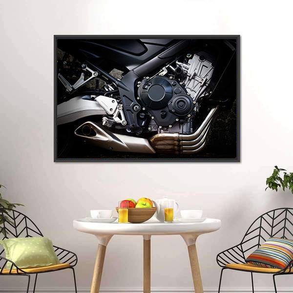 Motorcycle Engine Close Up Canvas Wall Art-3 Horizontal-Gallery Wrap-25" x 16"-Tiaracle